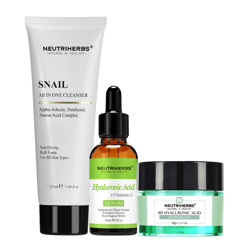 Hydration Routine Kit avec Hyaluronic Acid Serum, 4D Hyaluronic Acid Gel et Snail Cleanser