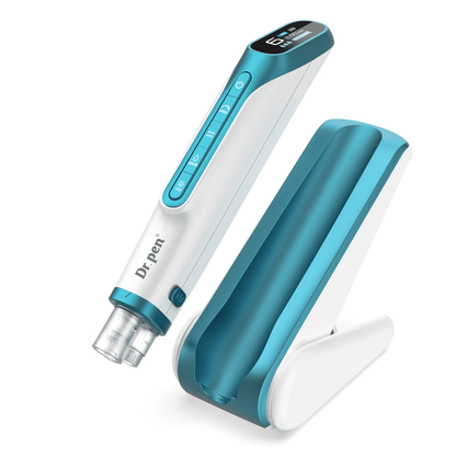 Dr. Pen H6 stylo de microneedling avec écran numérique et support associé.