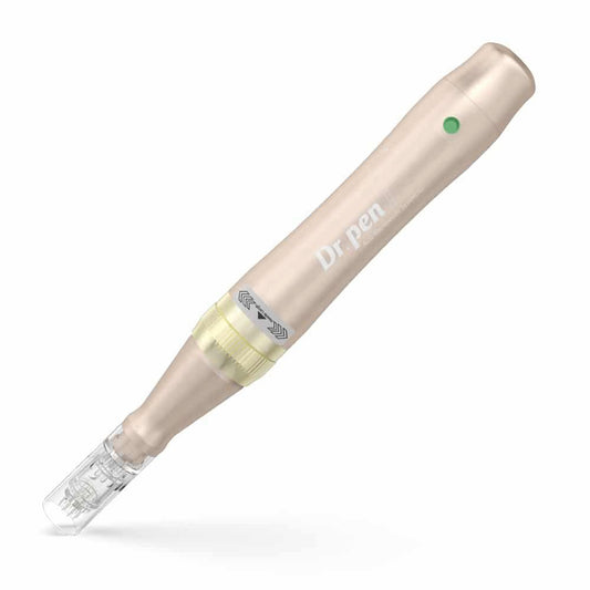 Dr. Pen M5 stylo de microneedling en or rose avec cartouche d'aiguille montée, stylo microneedling professionnel pour le rajeunissement de la peau.