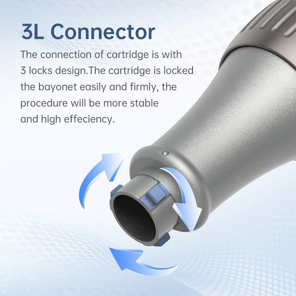 Dr. Pen M8S avec raccord 3L et système de verrouillage amélioré qui rend les cartouches d'aiguille stables et sûres pour une microneedling précise.