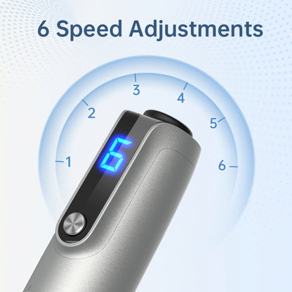 Dr. Pen M8S microneedling-stylo avec six niveaux de vitesse réglables et affichage LED clair pour un traitement précis de la peau.