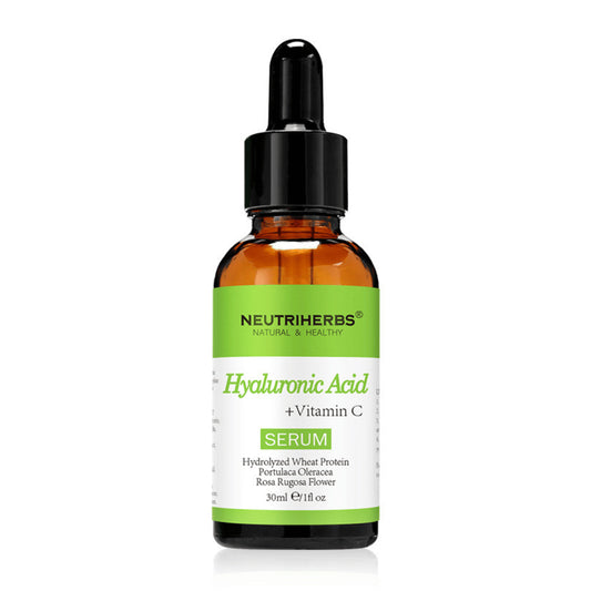 Neutriherbs Hyaluronic Acid + Vitamin C Serum 30 ml avec acide hyaluronique et vitamine C. Sérum visage hydratant qui apporte de l’éclat, unifie le teint et aide à réduire les ridules pour une peau douce et fraîche.