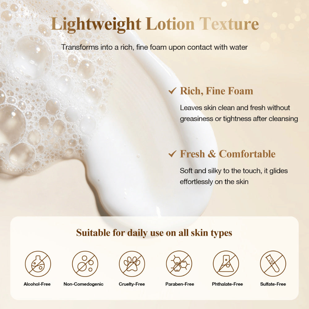 Neutriherbs Snail All In One Cleanser à la texture légère de lotion qui se transforme en une mousse nettoyante riche et nettoie la peau en douceur sans l’assécher – convient à tous les types de peau.