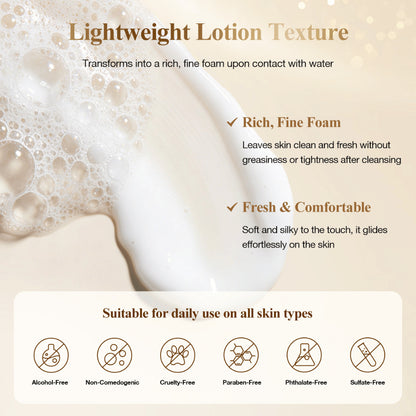 Neutriherbs Snail All In One Cleanser à la texture légère de lotion qui se transforme en une mousse nettoyante riche et nettoie la peau en douceur sans l’assécher – convient à tous les types de peau.